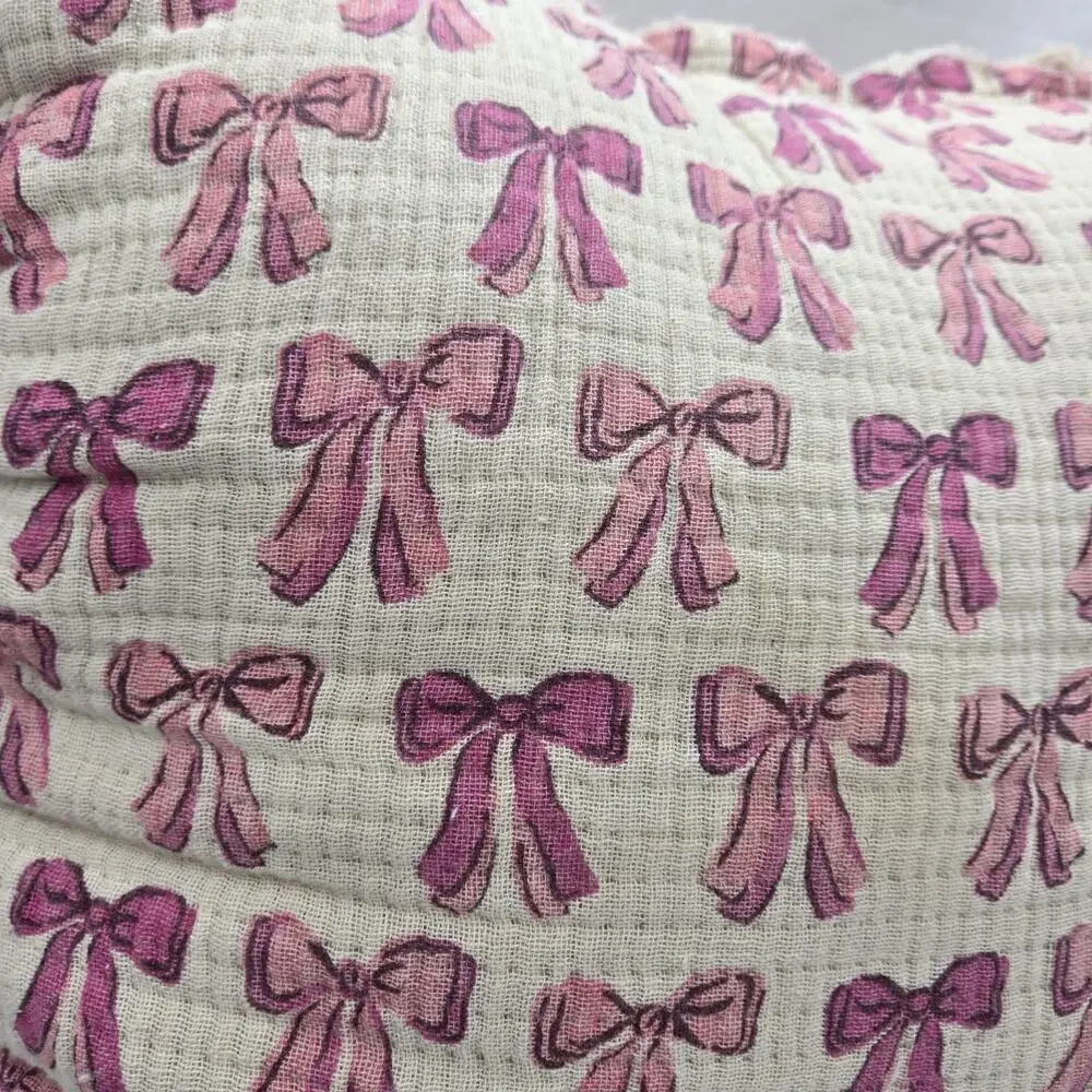 Style Happy Pink Ribbon Coquette Balletcore Pillow 20x20